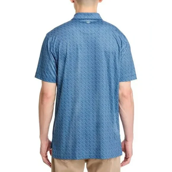 Peter Millar Performance Jersey Polo Mens Size XXL Navy Espresso Italian Print